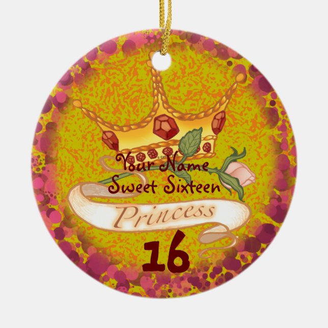 Enfeite 16 princesa ornamentos personalizados de a (Frente)
