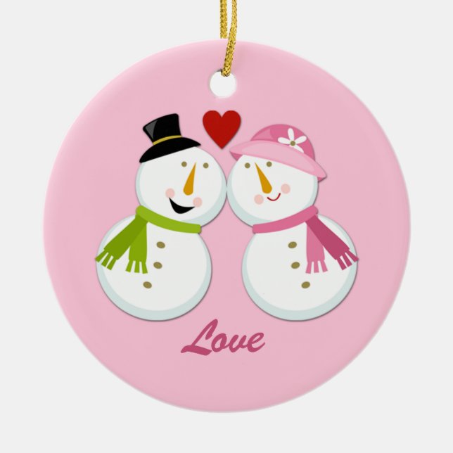 Enfeite Boneco de Neve Senhora de Neve 1º Natal (Frente)