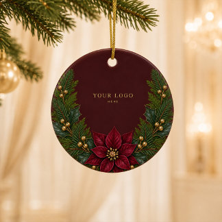 Enfeite Burgundy Poinsettia Adicione Seu Logotipo