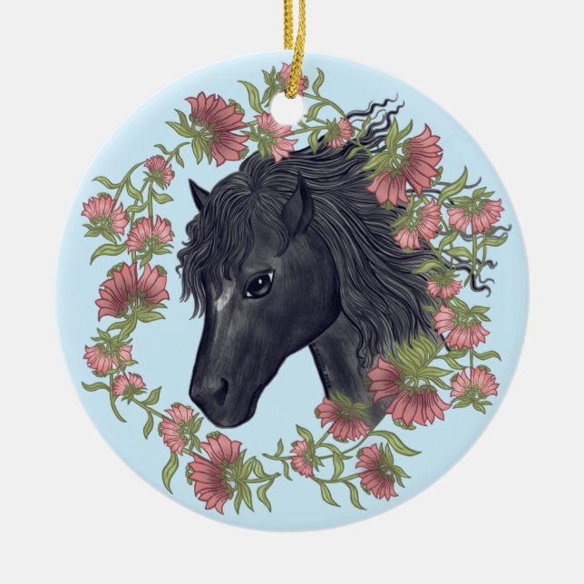 Enfeite Cavalo Preto Bellflower (Frente)