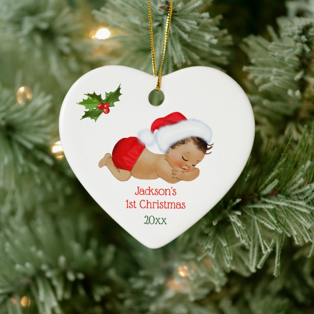 Enfeite Cerâmico de Natal com Chapéu de Papai Noel (Árvore)
