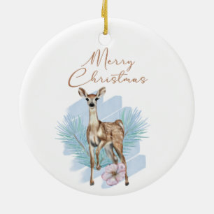 Enfeite Cerâmico de Natal com Folhas de Pinheiro e