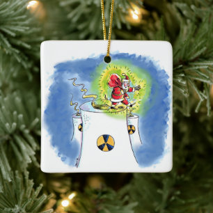 Enfeite cerâmico quadrado do Papai Noel explodido