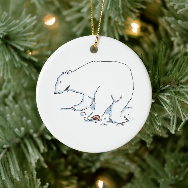 Enfeite cerâmico redondo de urso polar (Árvore)