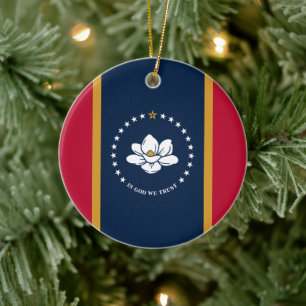 Enfeite com a bandeira do estado do Mississippi, E