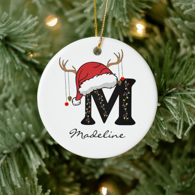 Enfeite com Monograma Personalizado de Papai Noel  (Árvore)