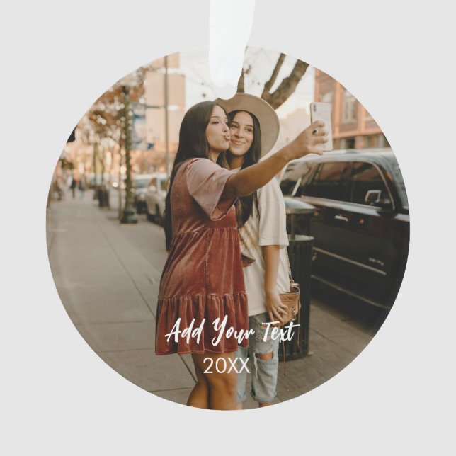 Enfeite de acrílico com duas fotos personalizadas (Frente)
