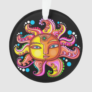 Enfeite de Acrílico Olhos Azuis Sol Celestial