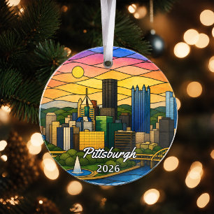 Enfeite de Acrílico Personalizado de Pittsburgh, P