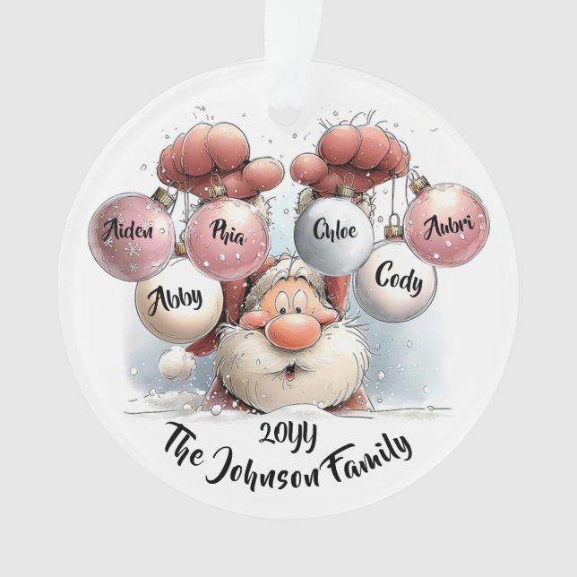 Enfeite de Acrílico Personalizado do Papai Noel na (Frente)