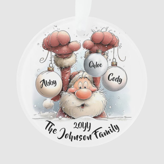 Enfeite de Acrílico Personalizado do Papai Noel na (Frente)