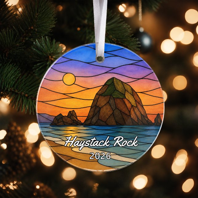 Enfeite de acrílico personalizado Haystack Rock, C (Criador carregado)