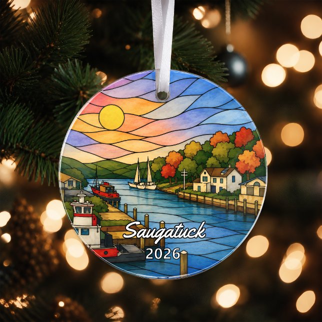 Enfeite de Acrílico Personalizado Saugatuck, Mi Cu (Criador carregado)
