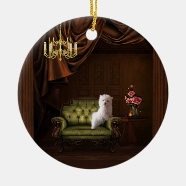 Enfeite de árvore de candelabro de cachorro filhot (Frente)