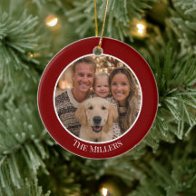 Enfeite de árvore de Natal Adicione sua foto e tex