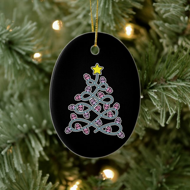 Enfeite de árvore de Natal com caveiras góticas (Árvore)