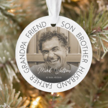 Enfeite de árvore de Natal com foto em tributo mem