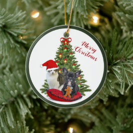 Enfeite de árvore de Natal de Bulldog Francês e Ga
