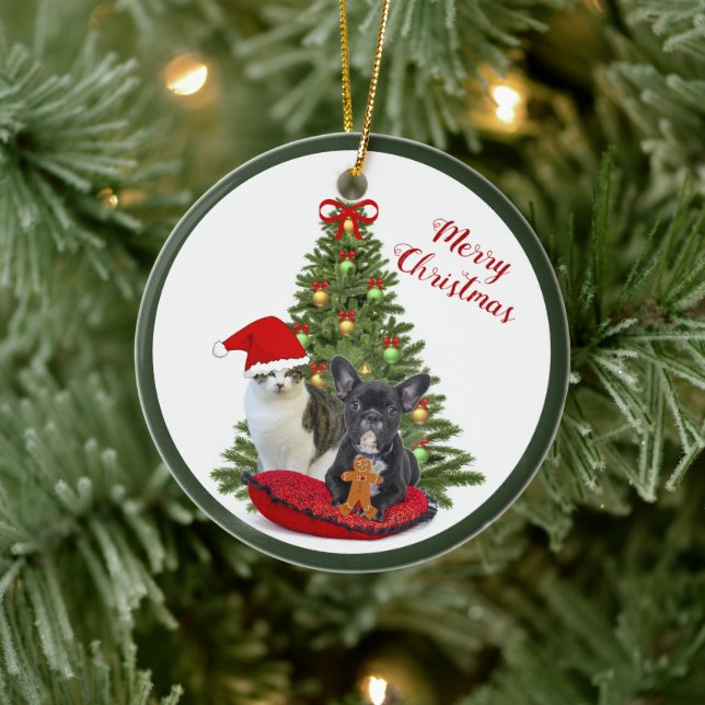 Enfeite de árvore de Natal de Bulldog Francês e Ga (Árvore)