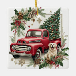 Enfeite de árvore de Natal de caminhão vermelho vi