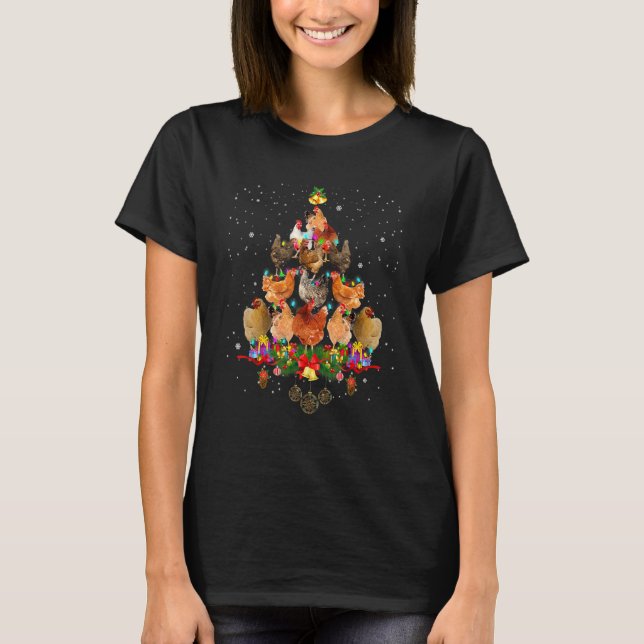 Enfeite de Árvore de Natal de Camiseta de Frangos  (Frente)
