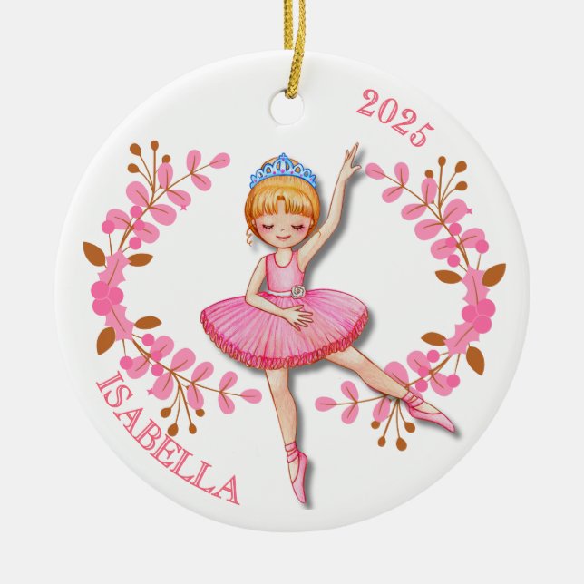 Enfeite de Bailarina Loura Dourada (Frente)
