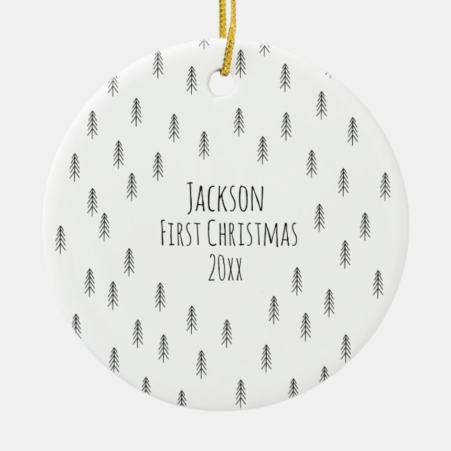 Enfeite de Bebê Boho Minimalista Personalizado (Frente)
