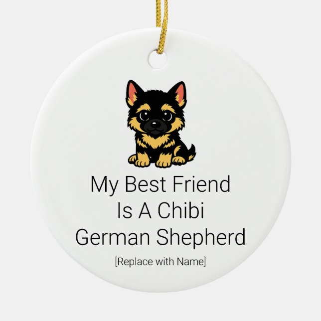 Enfeite de Bebê Cachorrinho Chibi Pastor Alemão Fo (Frente)