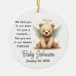 Enfeite de bebê memorial Ursinho com asas de anjo