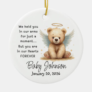 Enfeite de bebê memorial Ursinho com asas de anjo
