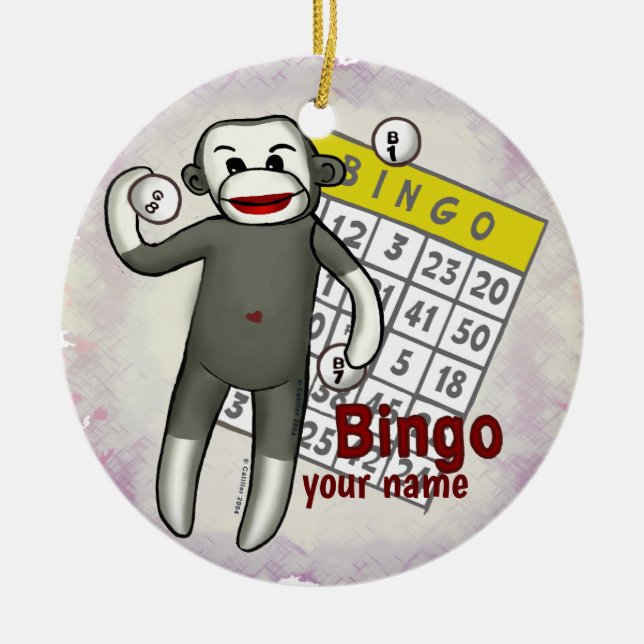 Enfeite de Bingo de Macaco de Meia (Frente)