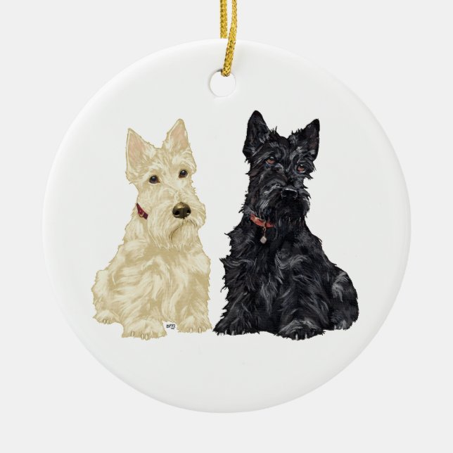 Enfeite de Cachorro Scottie Trigo e Preto (Frente)