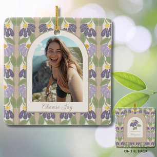 Enfeite de Cerâmica com Foto e Floral Personalizad