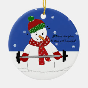 Enfeite de Cerâmica de Boneco de Neve com Treino D