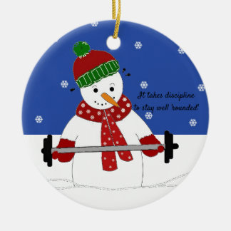 Enfeite de Cerâmica de Boneco de Neve com Treino D