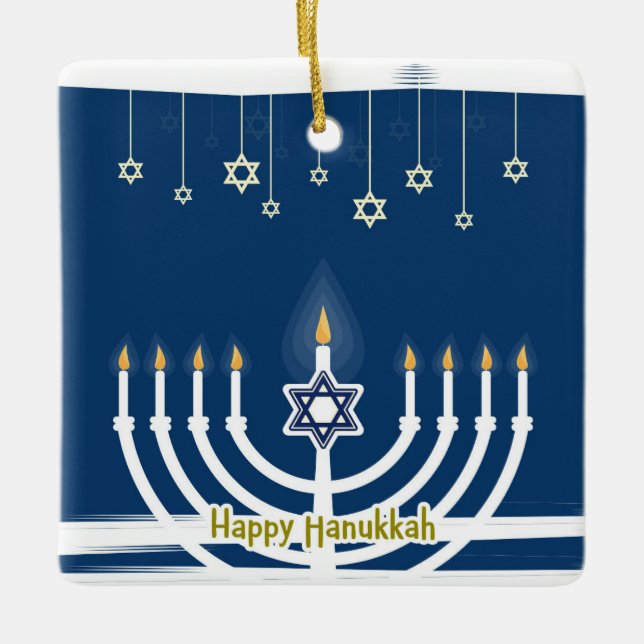 Enfeite de Cerâmica de Hanukkah (Frente)