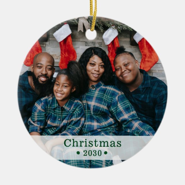 Enfeite de Cerâmica de Natal com Foto Personalizad (Frente)