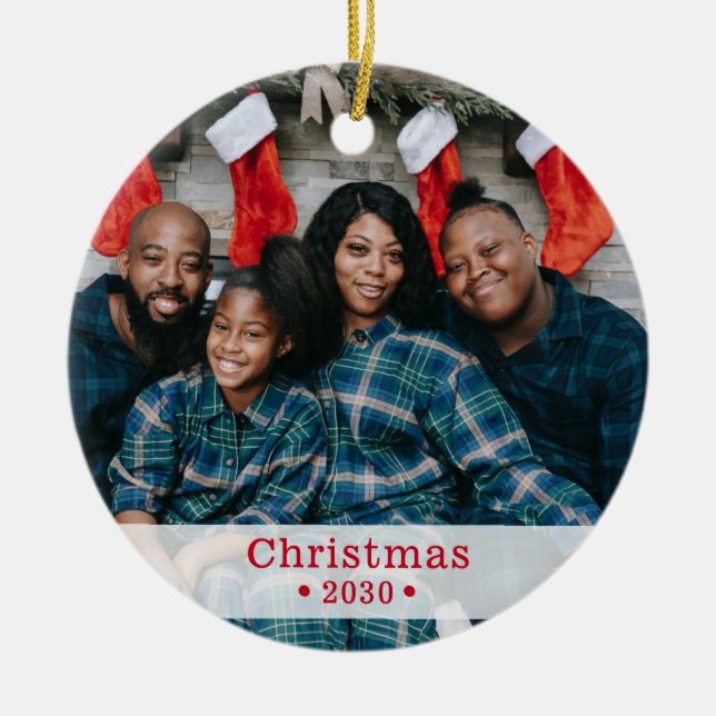 Enfeite de Cerâmica de Natal com Foto Personalizad (Frente)