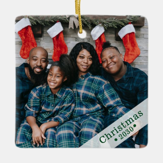 Enfeite de Cerâmica de Natal com Foto Personalizad (Frente)