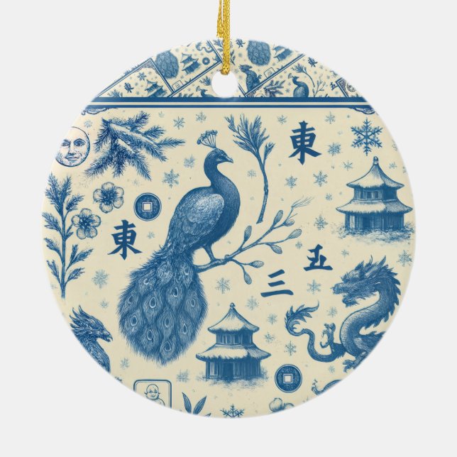 Enfeite de Cerâmica de Natal Mahjong Toile (Traseira)