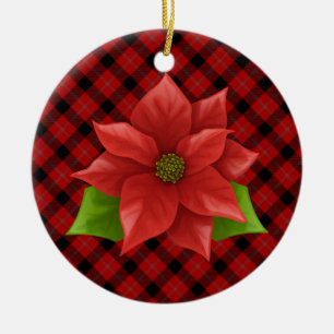 Enfeite de Cerâmica de Poinsettia de Natal