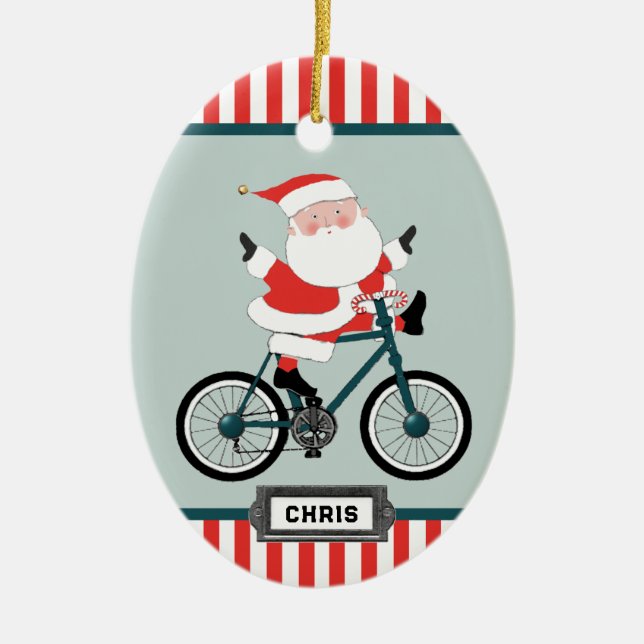 Enfeite de Cerâmica de Presente de Natal para Cicl (Frente)