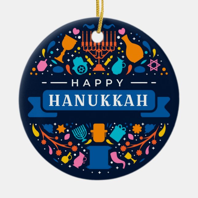 Enfeite de Cerâmica do Hanukkah (Frente)