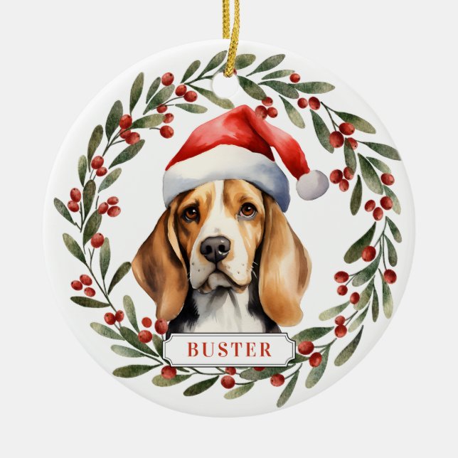 Enfeite de Cerâmica em Círculo Beagle (Frente)