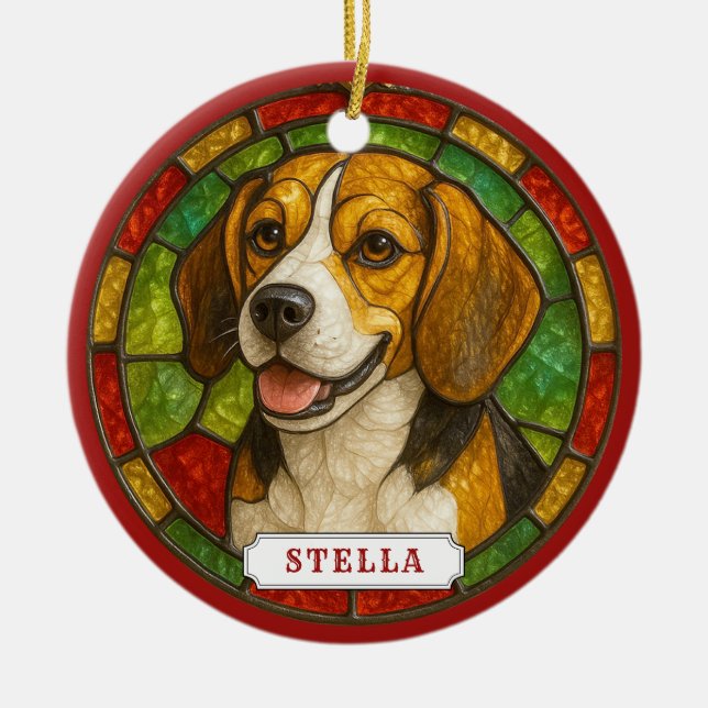 Enfeite de Cerâmica em Círculo com Cachorro Beagle (Frente)
