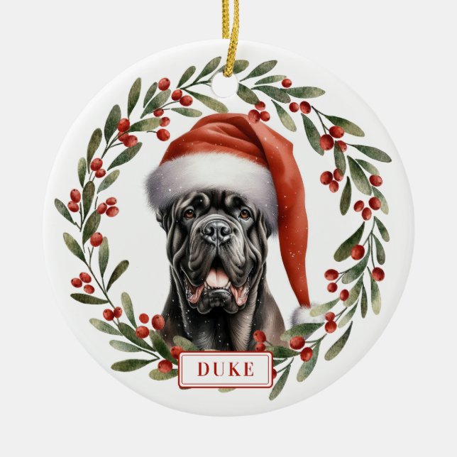 Enfeite de Cerâmica em Círculo com Cão Cane Corso (Frente)