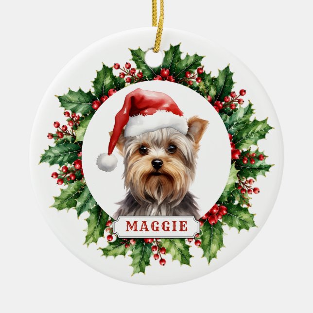 Enfeite de Cerâmica em Círculo Yorkshire Terrier (Frente)