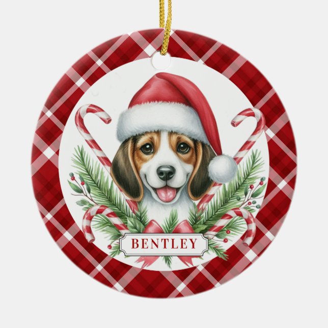 Enfeite de Cerâmica em Forma de Círculo Beagle (Frente)