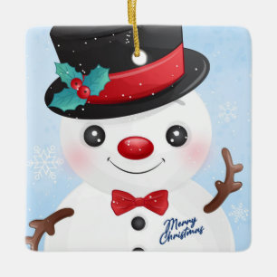 Enfeite de Cerâmica Homem de Neve
