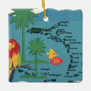 Enfeite de Cerâmica Mapa Colorido das Ilhas das Ín